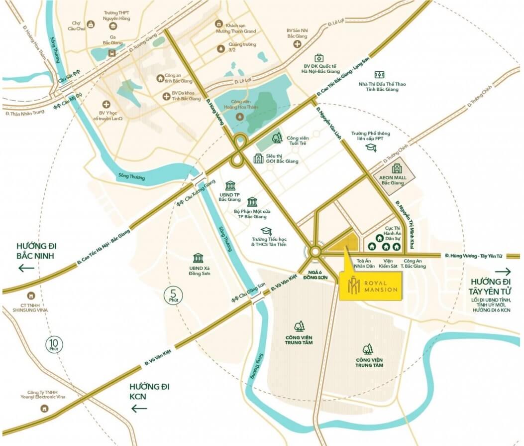vị trí dự án royal mansion bắc giang